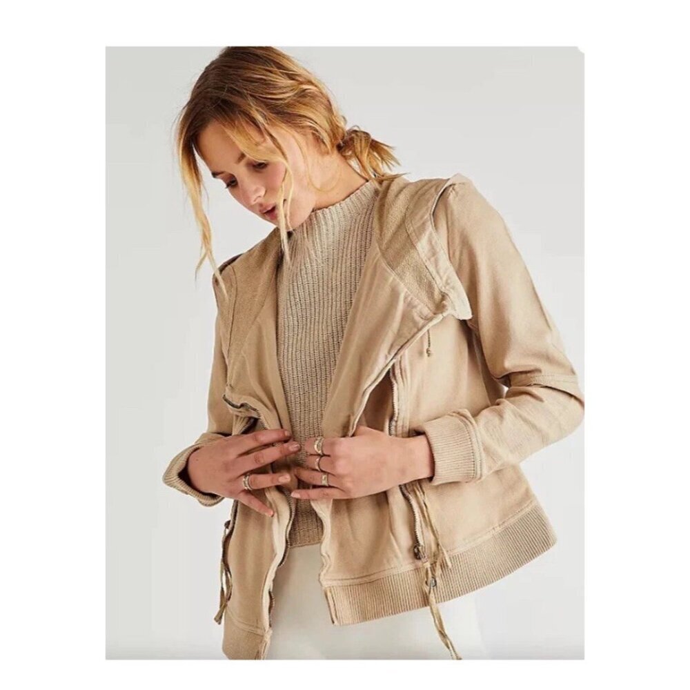 Free People We The Free Carmen Moto Jacket Top Hoodie Zip Up Solid Small